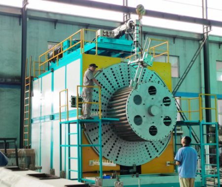 國(guó)內(nèi)最大3.6米中空壁設(shè)備繼續(xù)安裝